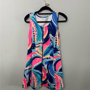 Lilly Pulitzer A-Line Dress in Pink, Blue, Teal, Coral Size Large Like New